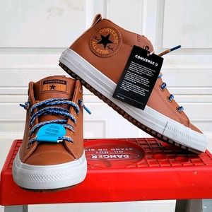 Converse tan leather 5.5 junior slip on 7.5 womens